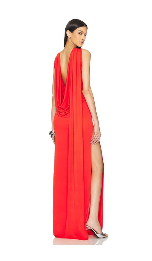 Sid Neigum Floor Length Reversible Cowl Dress in Metallic Gold