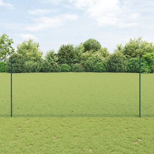 Fence Posts 11 pcs U-Channel Green 140 cm Steel, Hexagon Fence Green 1.4x50 m Steel