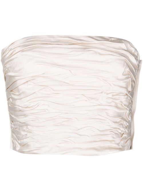 Enver satin-finish cropped top - Neutrals