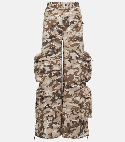 Camouflage high-rise cotton cargo pants