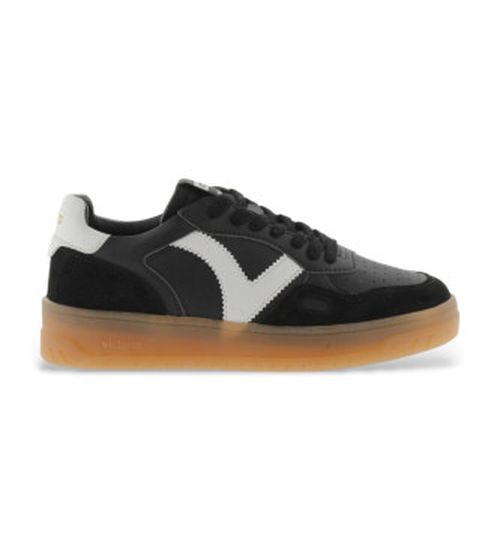 Victoria unisex. 1257126 Leather Sneakers Seul black (36), Flat, 1 to 3 cm, Laces, Casual