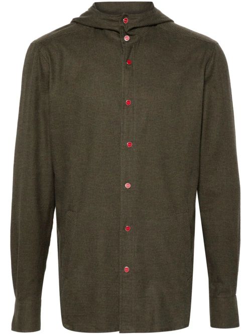 Houndstooth Cotton Hoodie — khaki