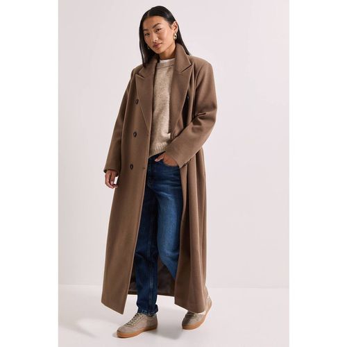 Dorothy Perkins Petite Maxi Length Double Breasted Coat In Oatmea