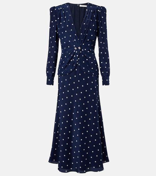 Polka-dot silk midi dress
