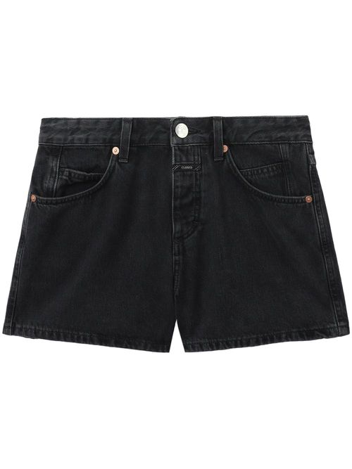 Mid-rise denim shorts - Black