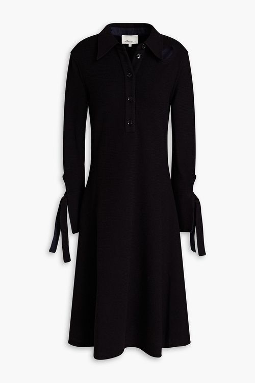 Flared cutout wool-blend midi dress - Blue - XS