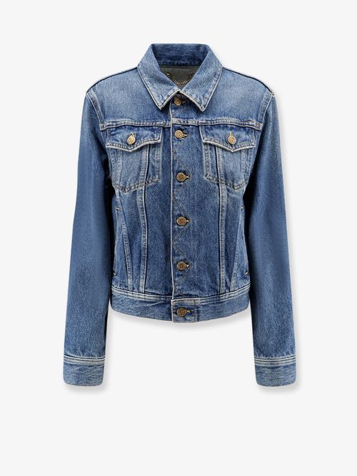 Gold-Button Denim Jacket — Blue