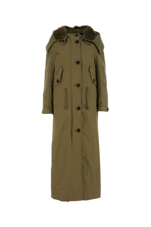 Nylon Parka with Wool Lining Coat — Green