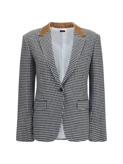 Houndstooth Cashmere Blazer — Black