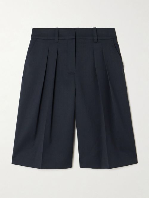 Bilbao Pleated Twill Shorts - Navy