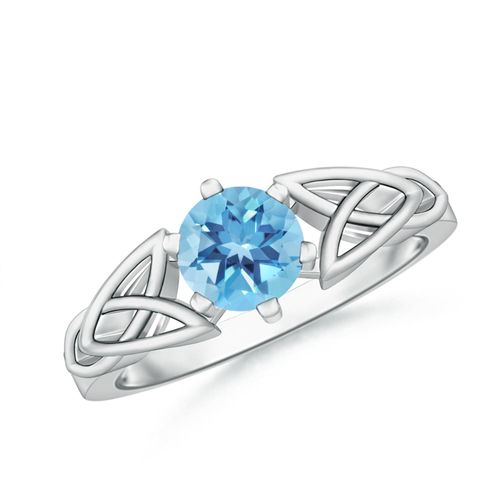 Angara 0.95 Carat Solitaire Round Swiss Blue Topaz Celtic Knot Ring in Platinum