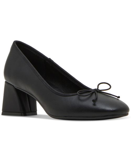 Emily Block-Heel Ballet Pumps - Black Smooth