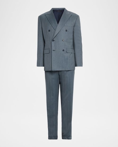 Men's Wool Plume Double-Breasted Suit