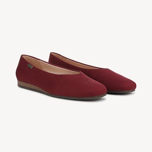 Women's Violet Ballet Flat Shoes Burgundy Microsuede DRSCH Leather