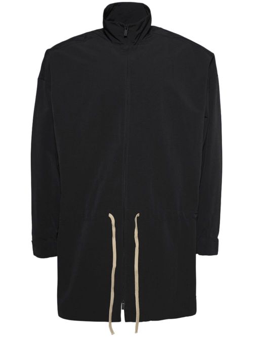 Drawstring-waistband coat - Black
