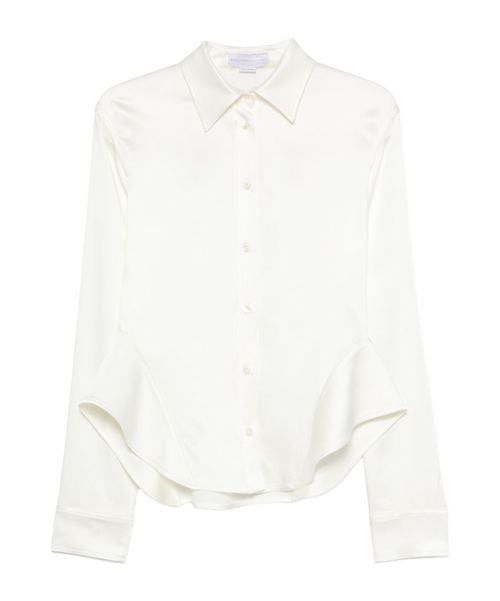 Peplum-hem long-sleeve shirt