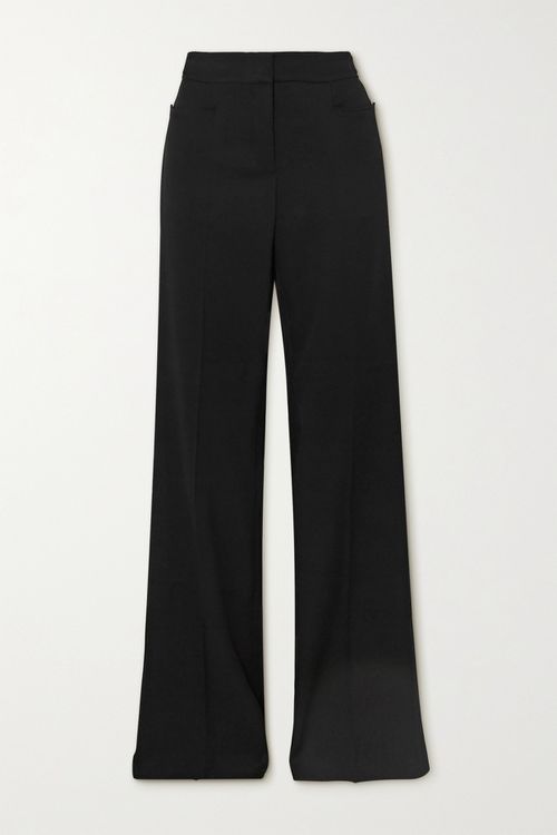 Claudia Wool-crepe Wide-leg Pants - Black