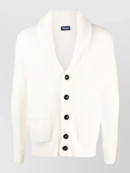 Drumohr - shawl collar jacket ribbed texture pocket