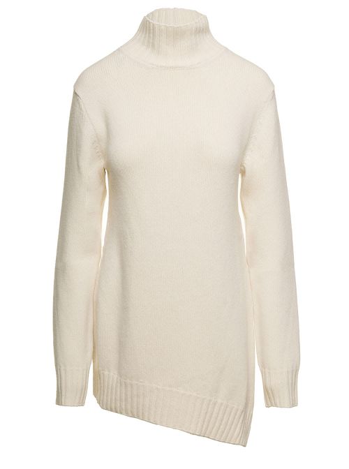 High Neck Long Sleeves Knit Jumper With Split At One Side