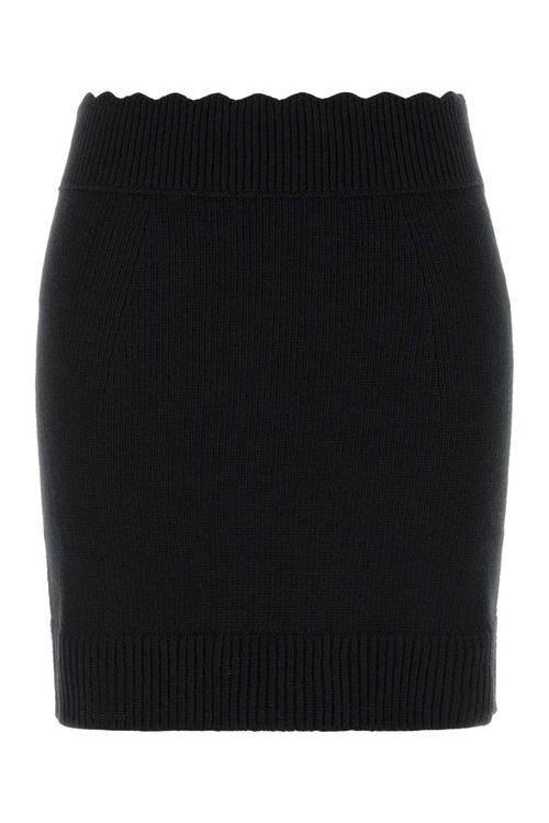 Wool-Cashmere Knit Skirt — Black