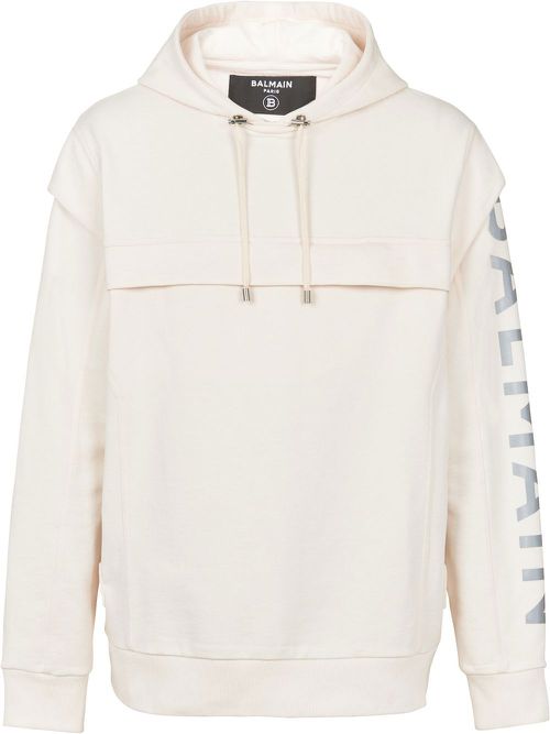 Cut-out detail logo-print hoodie - White