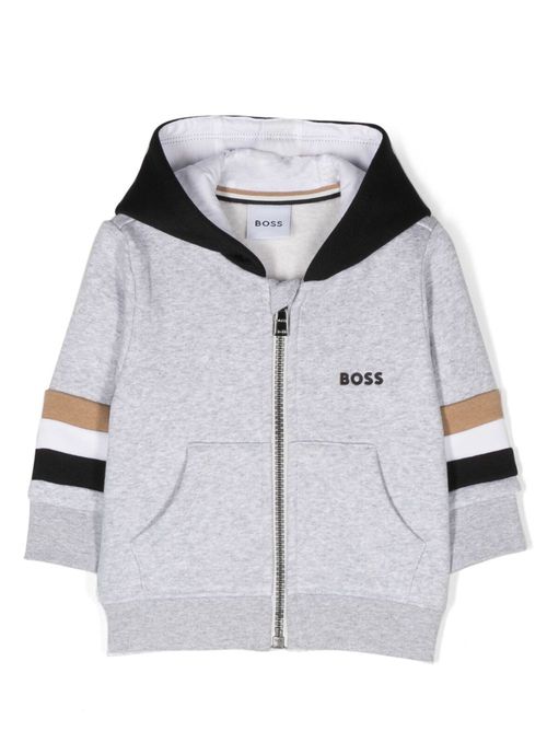 Logo-print zip-fastening hoodie - Grey