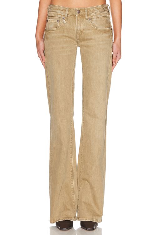 R13 Boy Flare Leg in Olive Green Haze Stretch - Taupe. 29 also