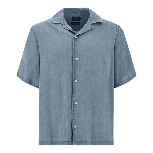 X‑Soft shirt in Giza cotton denim, Man, Light Blue Jeans