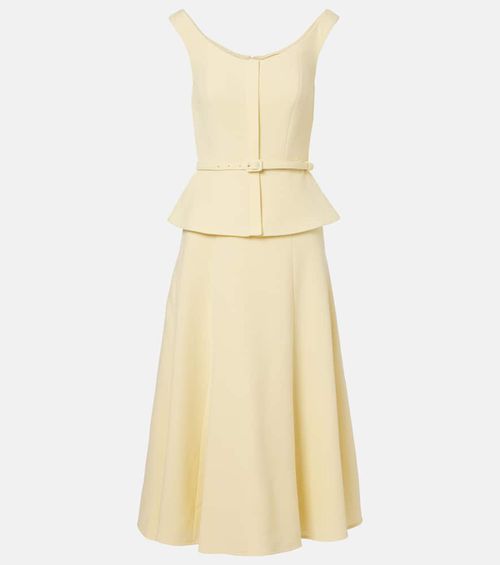 Peplum wool crêpe midi dress