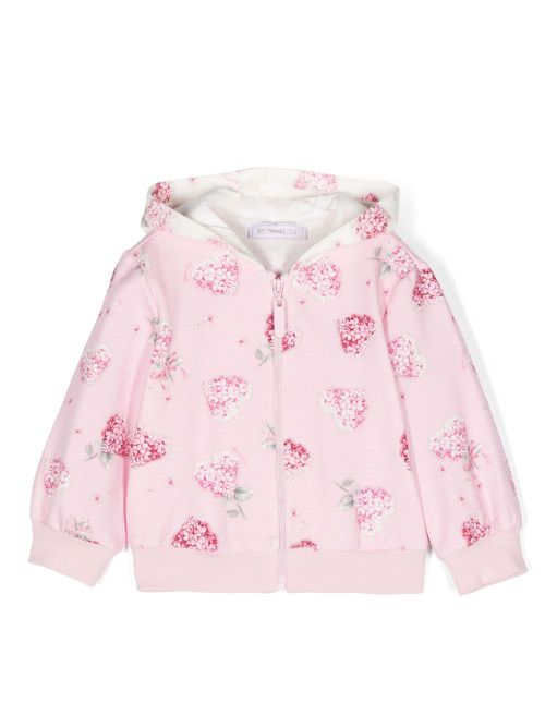 Floral-print zip-up hoodie - Pink
