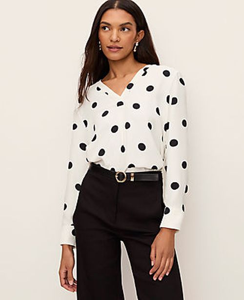 Ann Taylor Mixed Media Dotted Top