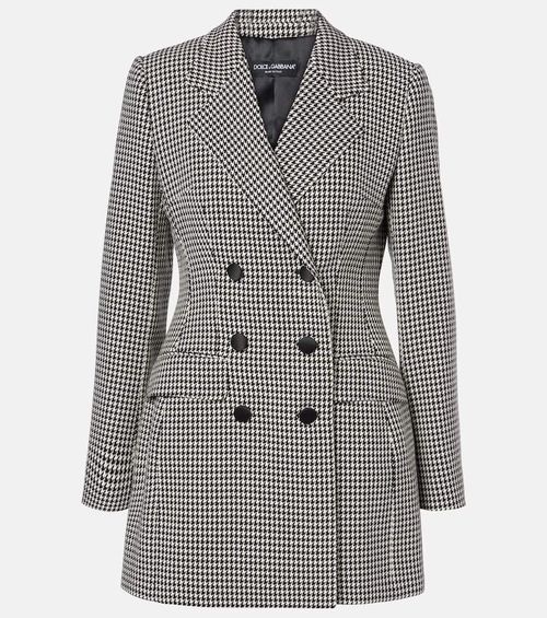 Houndstooth wool-blend blazer
