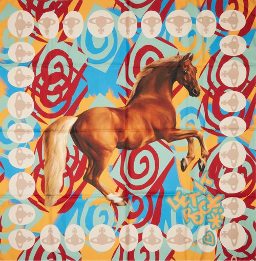 Multicolor Horse Square Scarf