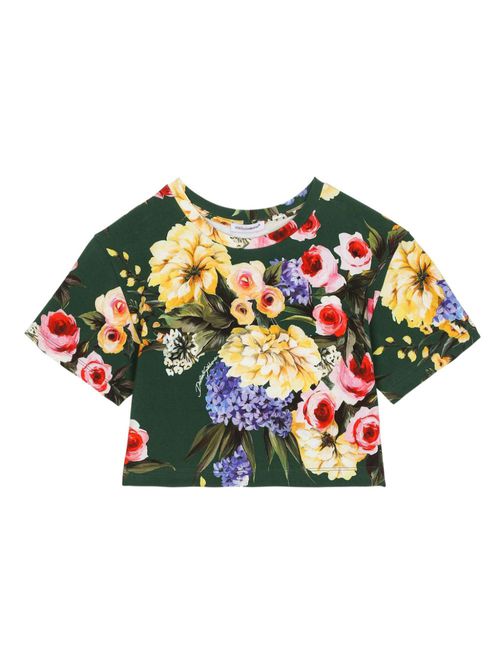 Giardino-print crop T-shirt - Green