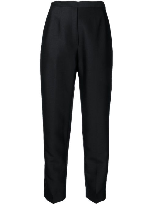 Satin-finish two-pocket slim-cut trousers - Black