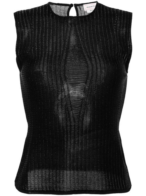 Metallic-threading knitted tank top - Black