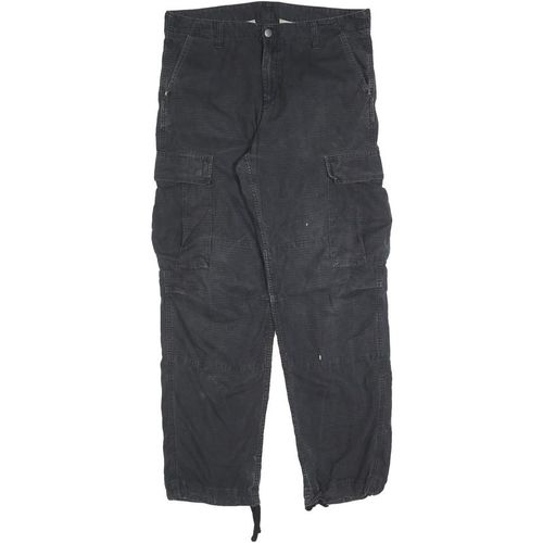 CARHARTT Mens Cotton Blend Black Relaxed Cargo Trousers W34 L32 Workwear Utility