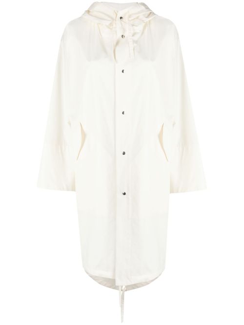 Logo print drawstring coat - Neutrals