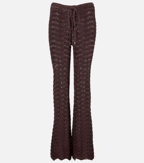 Kim open-knit cotton-blend flared pants