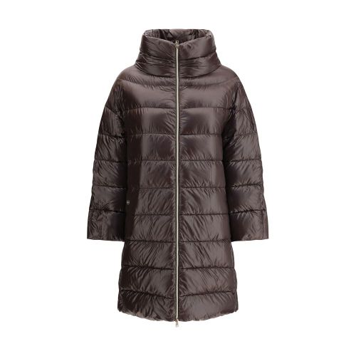 Quilted Down Down Jacket — Brown