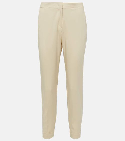High-rise cotton-blend tapered pants