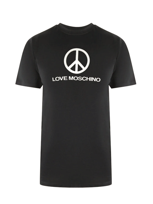 Love Moschino Peace Logo Black T-Shirt - Black