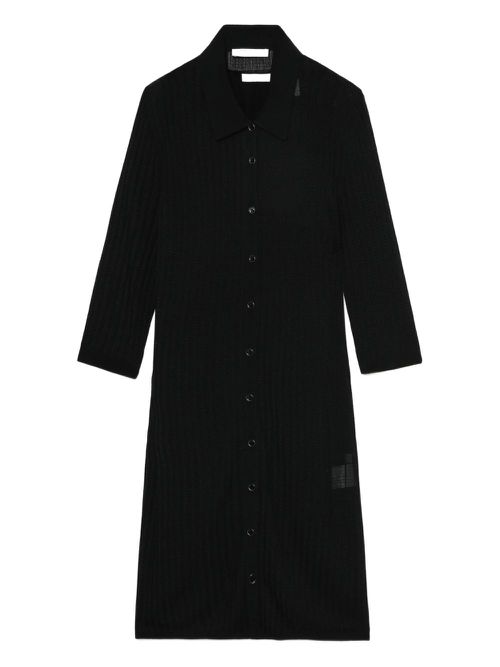 Ribbed buttoned dress - Black