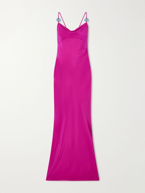 Palm Turquoise-embellished Silk-chiffon Maxi Dress