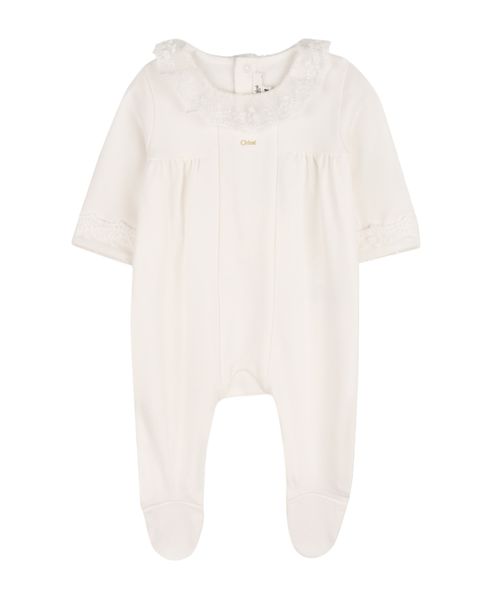 Chloé Kids Lace Trim Logo Printed Blanket