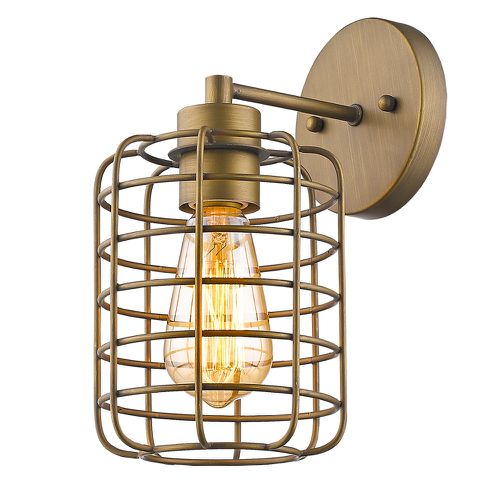 Raw Brass One Light Wall Sconce from the Lynden Collection
