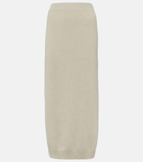 Ribbed-knit cotton midi skirt