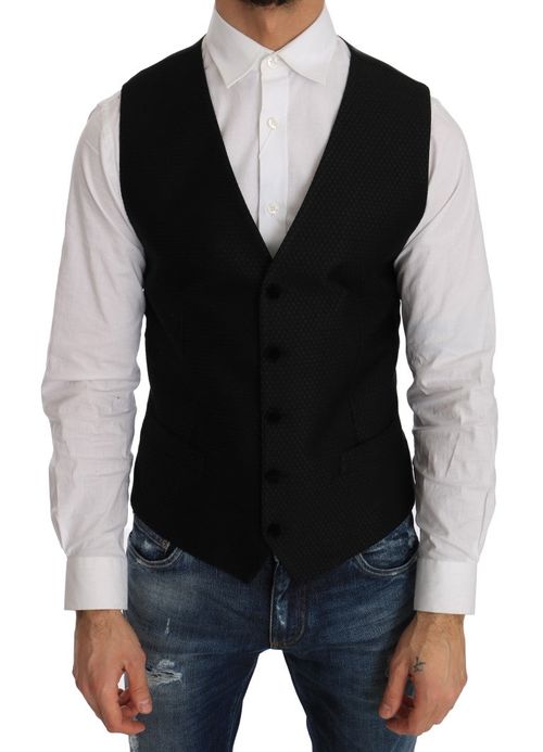 Polka Dot Wool Vest — Black