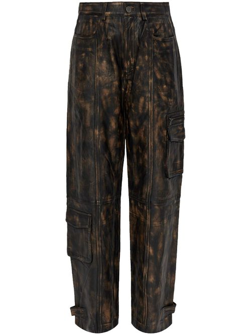 Straight-leg leather trousers - Black