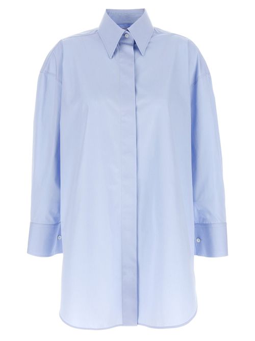 Asymmetric Cotton Poplin Shirt — Light Blue